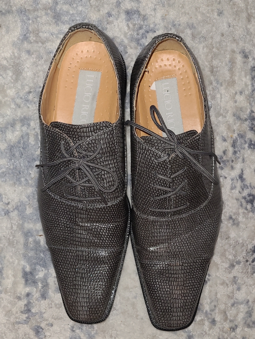 Lucio Ricci Men's Black Textured Lace-Up Dress Shoes